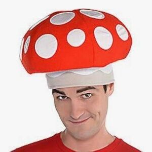 NWT White & Red Mushroom Plush Caps - Perfect for Parties, Cosplay & Festivities